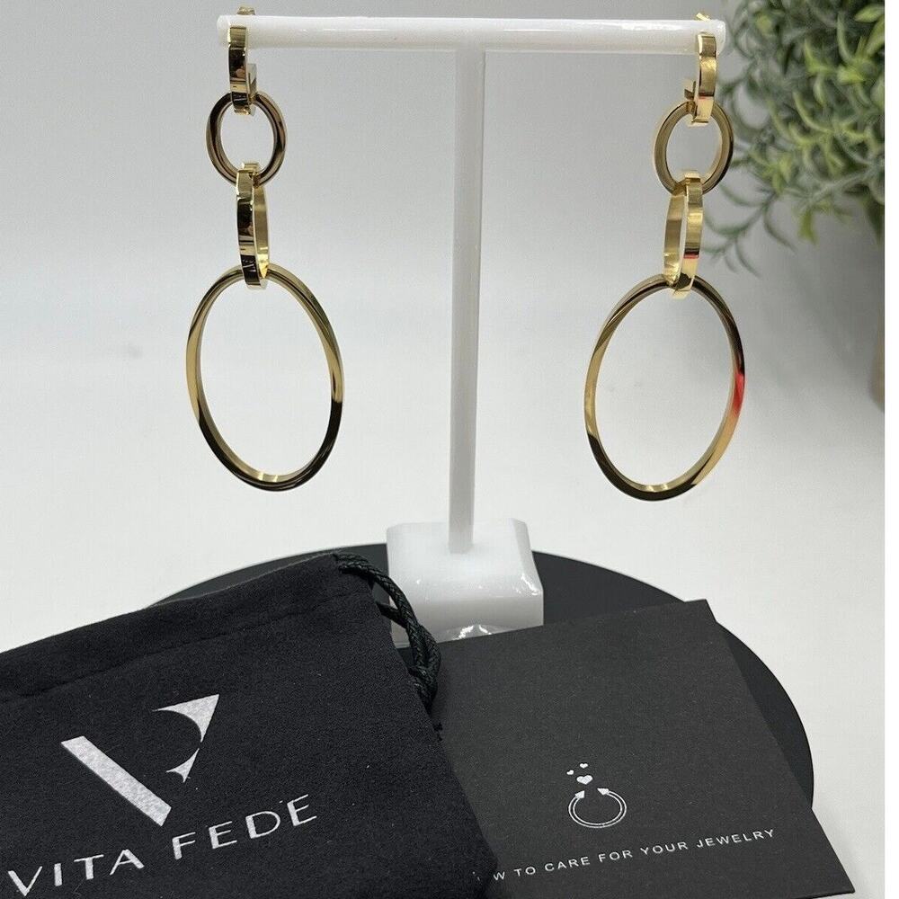 Vita Fede Designer Gold Plated Cassio Modular 4-way Versatile‎ Earrings New